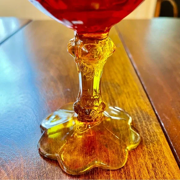 Fenton Amberina Glowy Glass Colletion Swung glass, Compote, and Trinket Dish